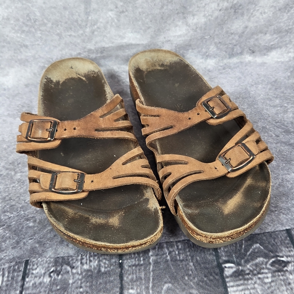 Birkenstock Granada Mocha Birkibuc Sandal Strappy Cushion Support Cork 38